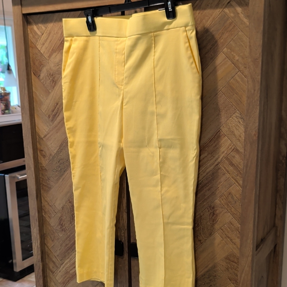 Yellow Cropped Pull on Pants